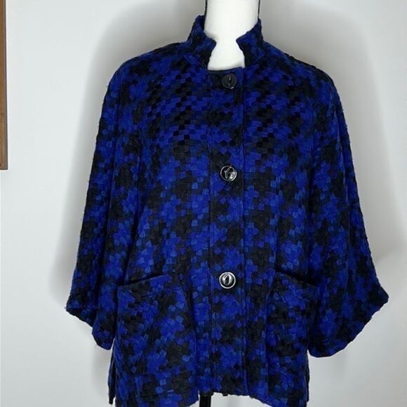 Coldwater Creek Herringbone  Black and Blue Blazer,  PM - Picture 1 of 9